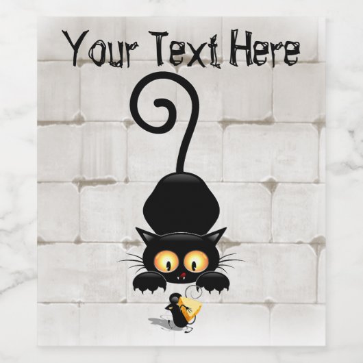 チーズの漫画キャラクターと猫とおもしろい ワインラベル (シングルラベル)