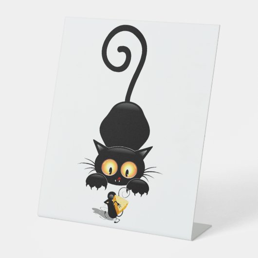 チーズの漫画キャラクターと猫とおもしろい 台座サイン (正面)