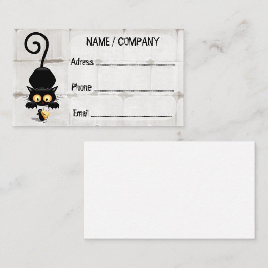 チーズの漫画キャラクターと猫とおもしろい 名刺 (正面/裏面)