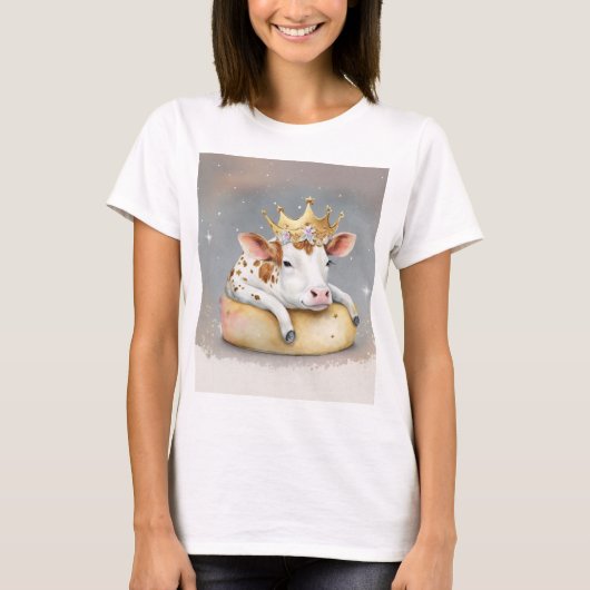 チーズの王座で夢見るロイヤルカウ Tシャツ (正面)