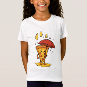 チーズの雨の下のピザ Tシャツ