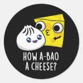 チーズの食べ物をパインおもしろいダークBG ラウンドシール (正面)