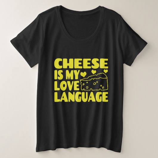 チーズは私の愛の言語である – Chesse Lovers プラスサイズTシャツ (デザイン正面)