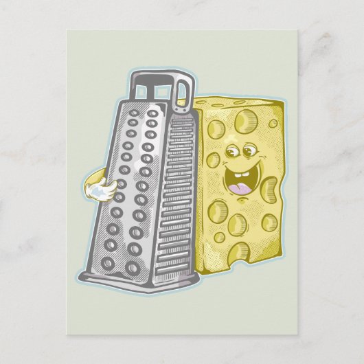 チーズをグレーター食べ物でグレーチングおもしろいする ポストカード (正面)