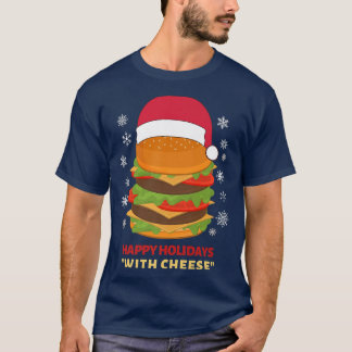 チーズを使った楽しいホリデー クリスマス バーガー Tシャツ