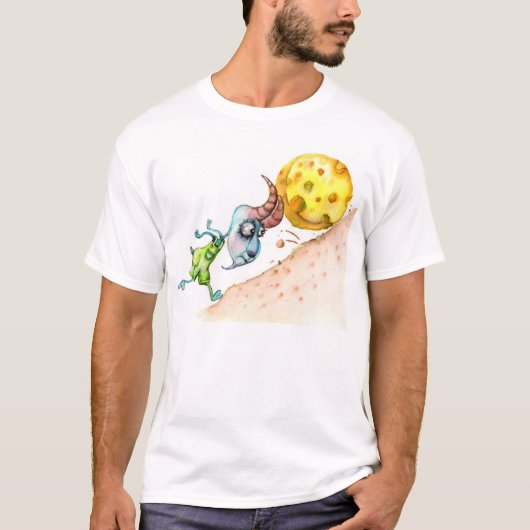 チーズを押しているおもしろいなマウンテンゴート Tシャツ (正面)