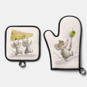 チーズを持ち込む（オリーブと） 鍋つかみ&鍋敷きセット (正面)