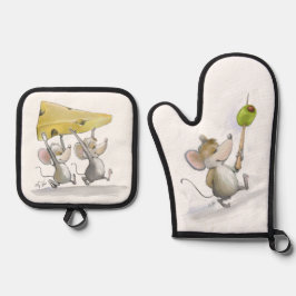 チーズを持ち込む（オリーブと） 鍋つかみ&鍋敷きセット