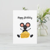 チーズを持つ黒いネズミの誕生日カード シーズンカード (スタンド正面)