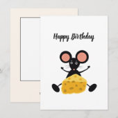 チーズを持つ黒いネズミの誕生日カード シーズンカード (正面/裏面)