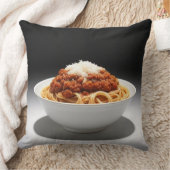 チーズを載せたスパゲッティ・ボローニャのボウル クッション (ブランケット)