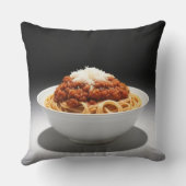 チーズを載せたスパゲッティ・ボローニャのボウル クッション (裏面)