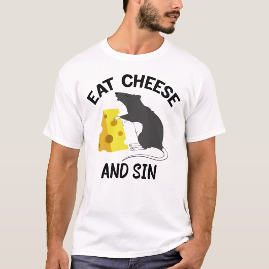チーズを食べて罪を犯す Tシャツ (正面)
