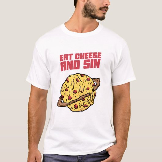 チーズを食べて罪を犯す Tシャツ (正面)