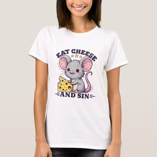チーズを食べて罪を犯す Tシャツ (正面)