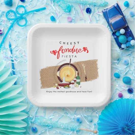 チーズィフォンデュフィエスタハートポットワインフォンデュパーティー ペーパープレート (パーティー)