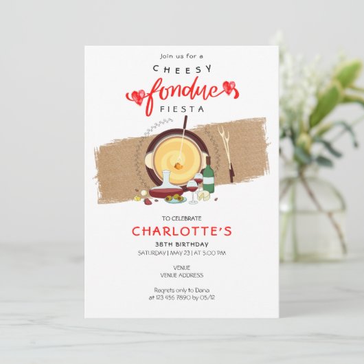 チーズィフォンデュフィエスタハートポットワインフォンデュパーティー 招待状 (スタンド正面)