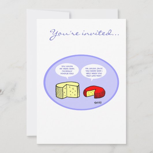 チーズカートゥーユーモアのあるンのワイン試飲パーティー招待状 招待状 (正面)