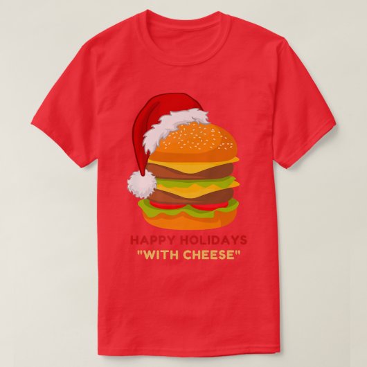 チーズクリスマスとハッピンおもしろいグ Tシャツ (デザイン正面)