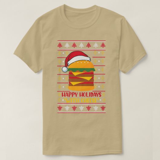 チーズクリスマスチおもしろいーズとハッピーホリデー Tシャツ (デザイン正面)