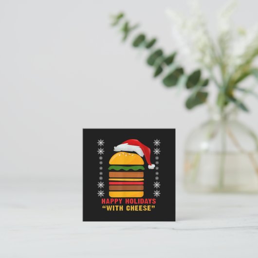 チーズクリスマスチーズバーガーとハッピーホリデー スクエア名刺 (スタンド正面)