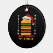 チーズクリスマスチーズバーガーとハッピーホリデー セラミックオーナメント (左)