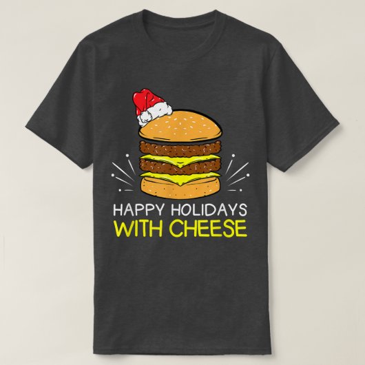 チーズクリスマスチーズバーガーとハッピーホリデー Tシャツ (デザイン正面)