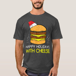 チーズクリスマスチーズバーガーとハッピーホリデー Tシャツ