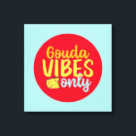 チーズグおもしろいウダビーブスオンリーレトロカラーアート キャンバスプリント<br><div class="desc">レトロカラフルと色のタイポグラフィアート鮮やか。食おもしろいべ物、料理、ベーキング、食事に関するパンと引用文。キッチン、ダイナー、カフェ、ベーカリー店、レストランに最適な装飾。背景色(円と正方形)はデザインツールでカスタマイズ可能。</div>