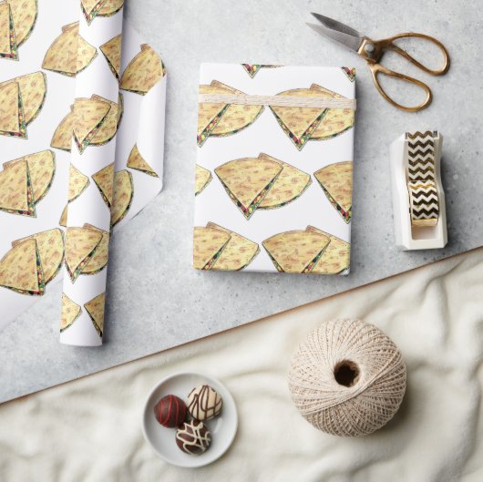 チーズケサディラスメキシコ食品前菜ケソ ラッピングペーパー (クラフト)