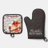 チーズケパーソナライズされたークベーキングレシピ 鍋つかみ&鍋敷きセット (正面)