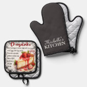 チーズケパーソナライズされたークベーキングレシピ 鍋つかみ&鍋敷きセット (正面/裏面)