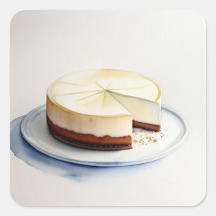チーズケーキの水彩スケッチ スクエアシール