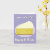 チーズケーキの面白い誕生日カード カード (黄色い花)