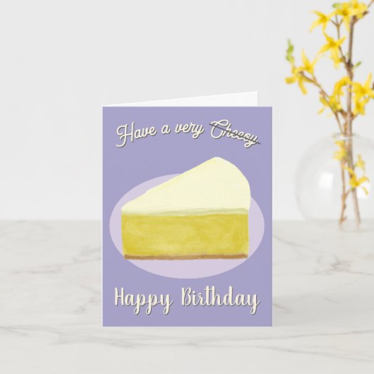 チーズケーキの面白い誕生日カード カード (黄色い花)