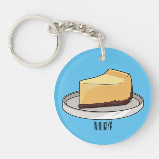 チーズケーキイラストレーション キーホルダー (正面)