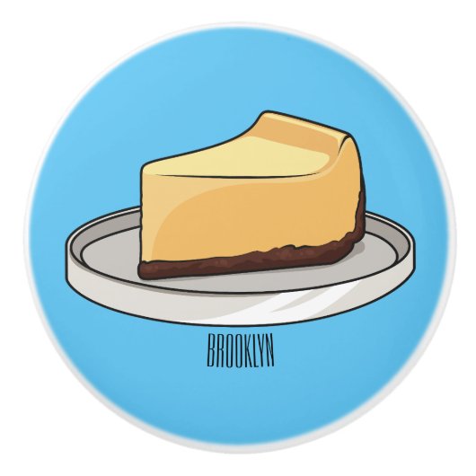 チーズケーキイラストレーション セラミックノブ (正面)
