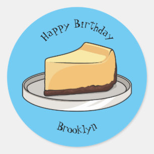 チーズケーキイラストレーション ラウンドシール