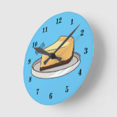 チーズケーキイラストレーション ラウンド壁時計 (傾斜)