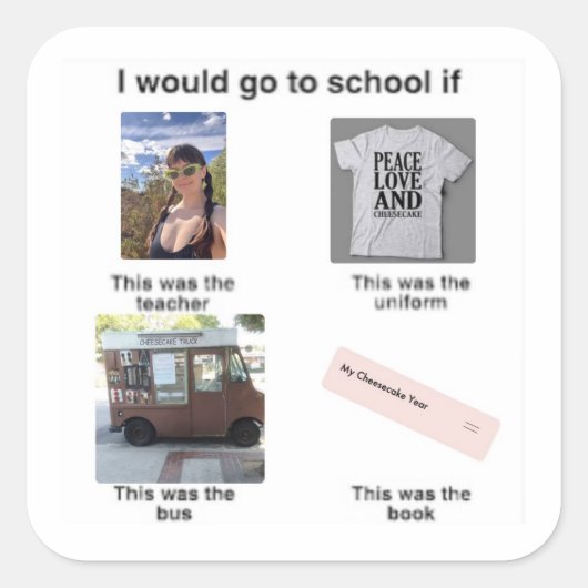 チーズケーキ学校のシール スクエアシール (正面)