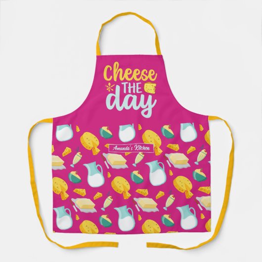 チーズザおもしろいデイキュート乳製品パターン エプロン (正面)
