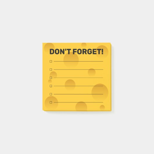 チーズスおもしろいスライスのチェックボックスがリストに並ぶ ポストイット (正面)