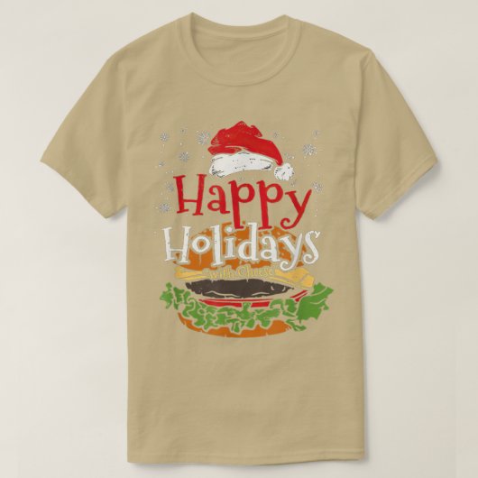チーズチーズバーガーでおもしろいハッピーホリデー Tシャツ (デザイン正面)