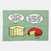 チーズテイスティングユーモアのあるパーティー漫画キッチン キッチンタオル (横)