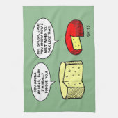 チーズテイスティングユーモアのあるパーティー漫画キッチン キッチンタオル (縦)