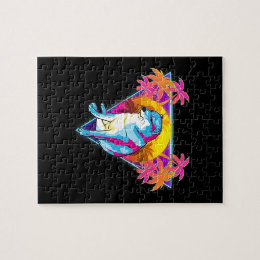 チーズドッグおもしろい柴犬ダンクミーム80s気化波 ジグソーパズル (横)