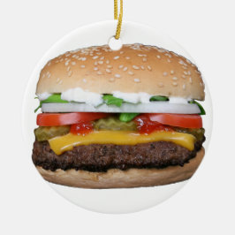 チーズハンバーガー焼きバーガーサンドイッチグルメ セラミックオーナメント
