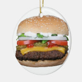 チーズハンバーガー焼きバーガーサンドイッチグルメ セラミックオーナメント (左)