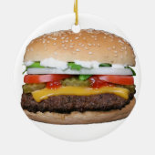 チーズハンバーガー焼きバーガーサンドイッチグルメ セラミックオーナメント (裏面)