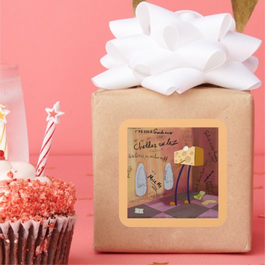 チーズバスルームおもしろい漫画クラフティング スクエアシール (パーティー)